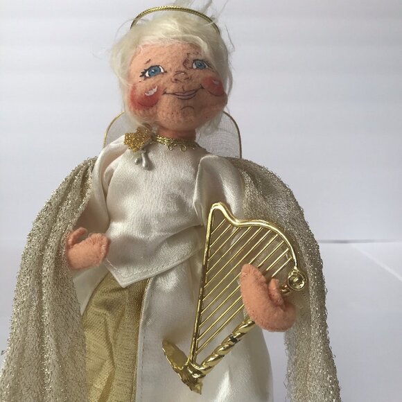Annalee Angel Doll Christmas Harp Standing Halo Gold Holiday Decor 2013 Kitsch - Picture 6 of 16